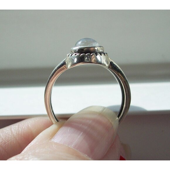 925 STERLING SILVER Genuine Rainbow Moonstone Statement Ring - Picture 6 of 14